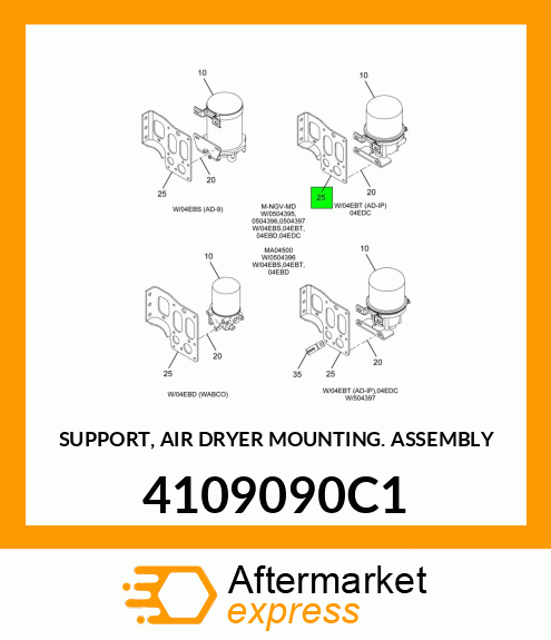 SUPPORT, AIR DRYER MOUNTING. ASSEMBLY 4109090C1