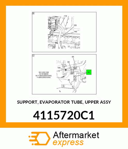 SUPPORT, EVAPORATOR TUBE, UPPER ASSY 4115720C1