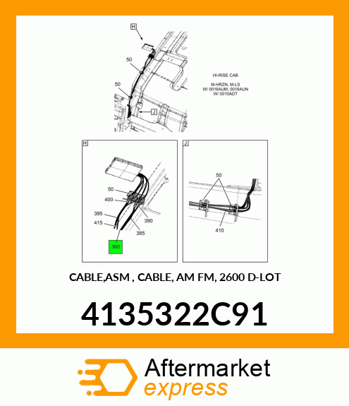 CABLE,ASM , CABLE, AM FM, 2600 D-LOT 4135322C91