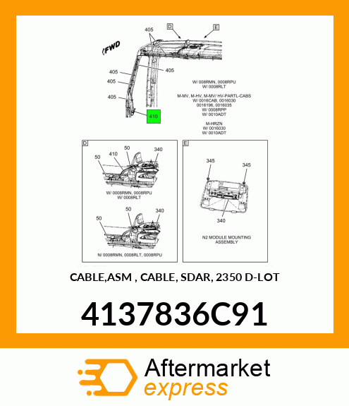 CABLE,ASM , CABLE, SDAR, 2350 D-LOT 4137836C91