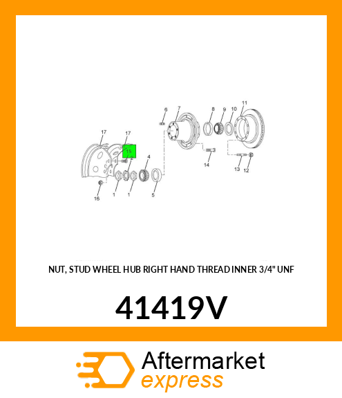 NUT, STUD WHEEL HUB RIGHT HAND THREAD INNER 3/4" UNF 41419V