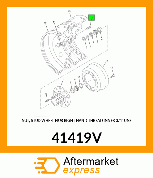 NUT, STUD WHEEL HUB RIGHT HAND THREAD INNER 3/4" UNF 41419V