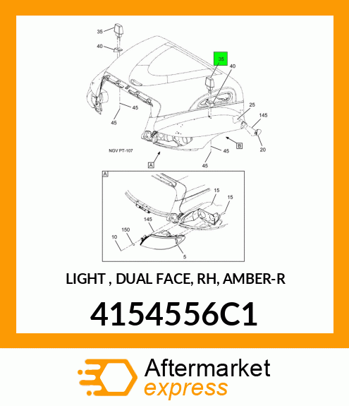 LIGHT , DUAL FACE, RH, AMBER-R 4154556C1