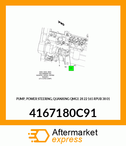 PUMP, POWER STEERING, QUANXING QMG1 28 22 165 RPUB 38 01 4167180C91