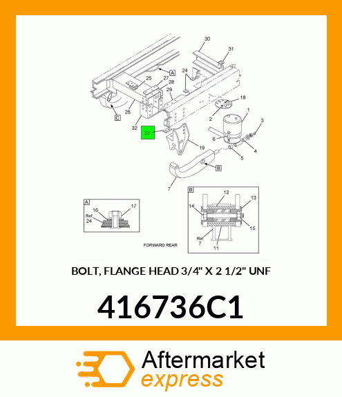 BOLT, FLANGE HEAD 3/4" X 2 1/2" UNF 416736C1