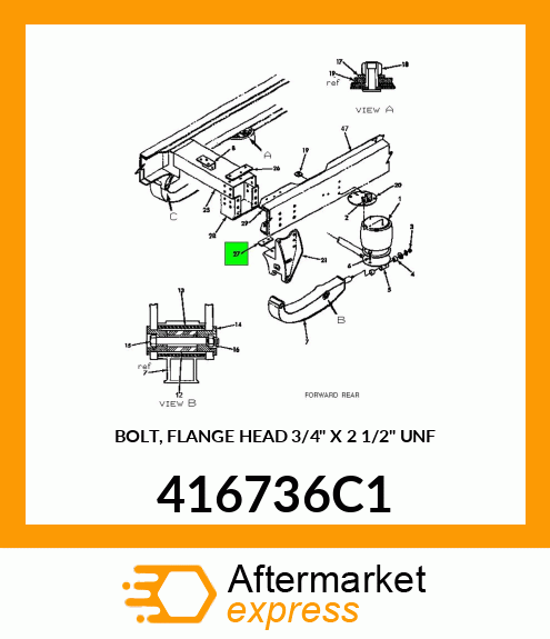 BOLT, FLANGE HEAD 3/4" X 2 1/2" UNF 416736C1