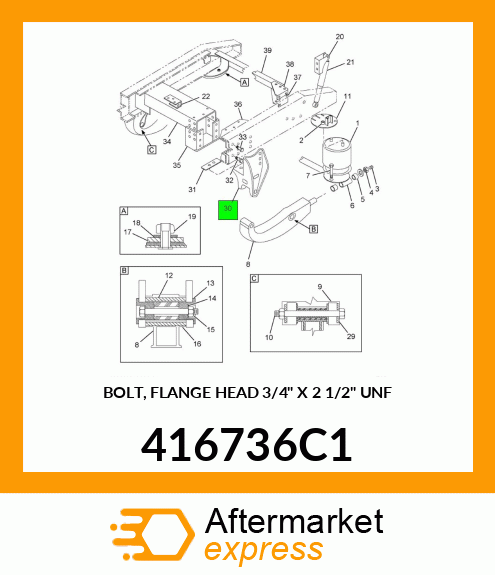 BOLT, FLANGE HEAD 3/4" X 2 1/2" UNF 416736C1