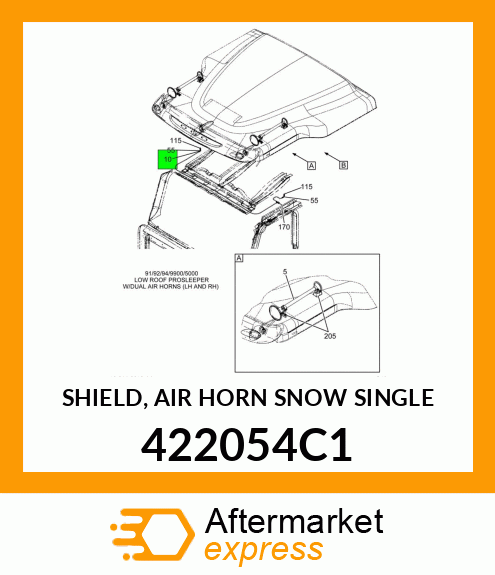 SHIELD, AIR HORN SNOW SINGLE 422054C1