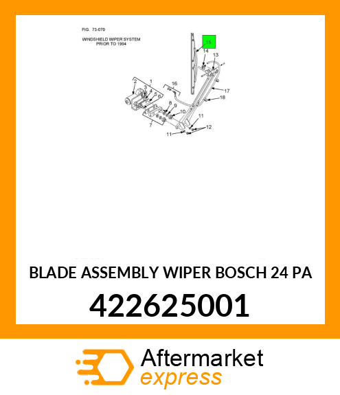 BLADE ASSEMBLY WIPER BOSCH 24" PA 422625001