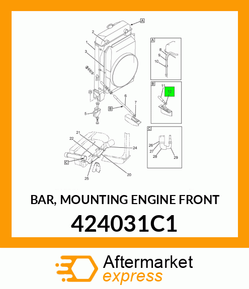 BAR, MOUNTING ENGINE FRONT 424031C1