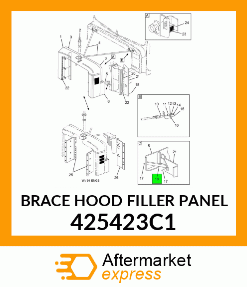 BRACE HOOD FILLER PANEL 425423C1