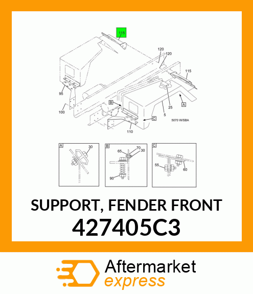 SUPPORT, FENDER FRONT 427405C3