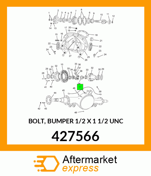 BOLT, BUMPER 1/2" X 1 1/2" UNC 427566