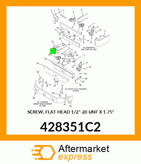 SCREW, FLAT HEAD 1/2"-20 UNF X 1.75" 428351C2