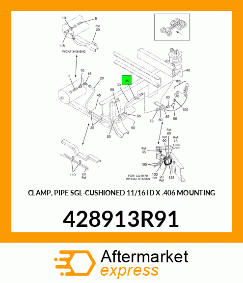 CLAMP, PIPE SGL-CUSHIONED 11/16 ID X .406 MOUNTING 428913R91