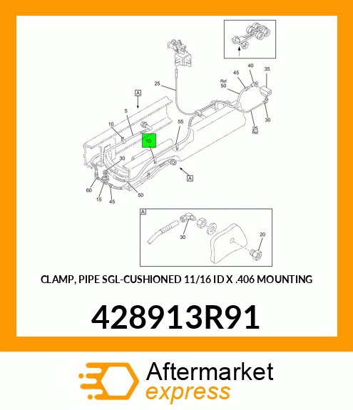 CLAMP, PIPE SGL-CUSHIONED 11/16 ID X .406 MOUNTING 428913R91