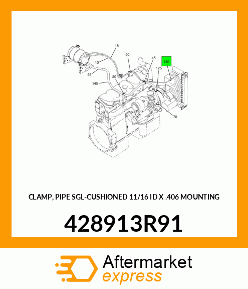 CLAMP, PIPE SGL-CUSHIONED 11/16 ID X .406 MOUNTING 428913R91