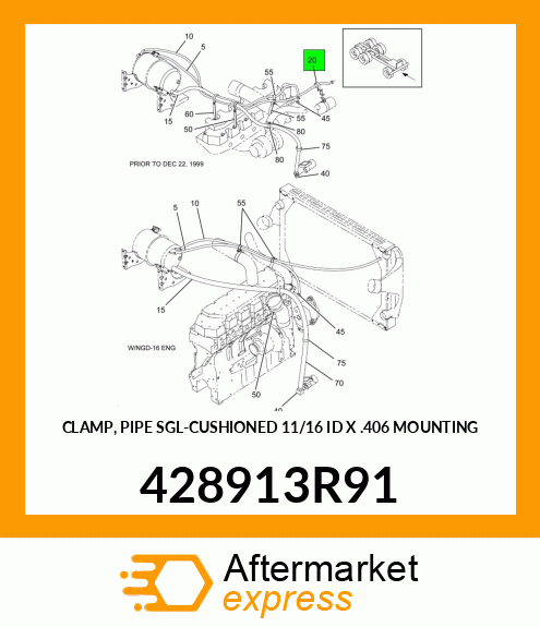 CLAMP, PIPE SGL-CUSHIONED 11/16 ID X .406 MOUNTING 428913R91