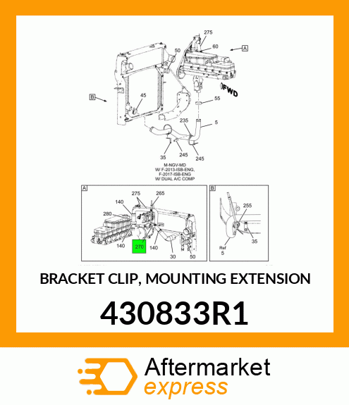 BRACKET CLIP, MOUNTING EXTENSION 430833R1