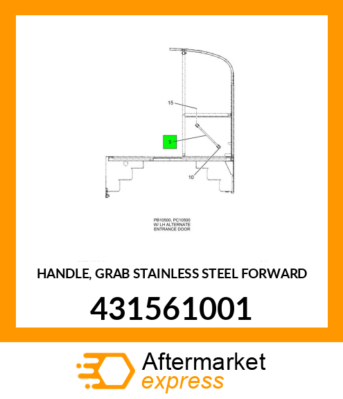 HANDLE, GRAB STAINLESS STEEL FORWARD 431561001