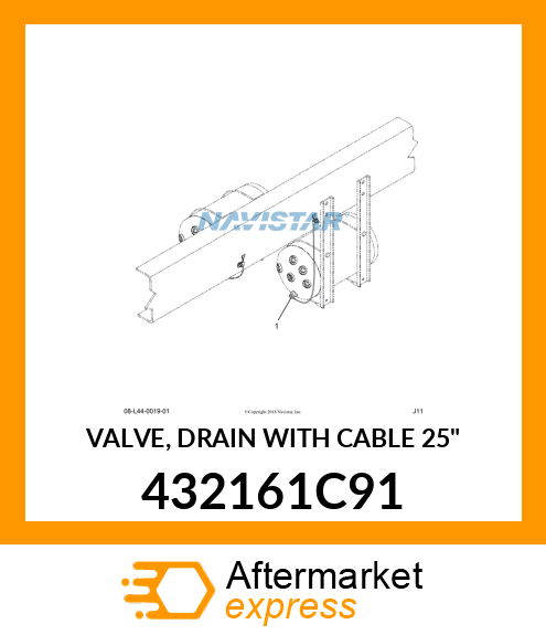 VALVE, DRAIN WITH CABLE 25" 432161C91