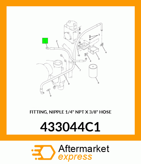 FITTING, NIPPLE 1/4" NPT X 3/8" HOSE 433044C1