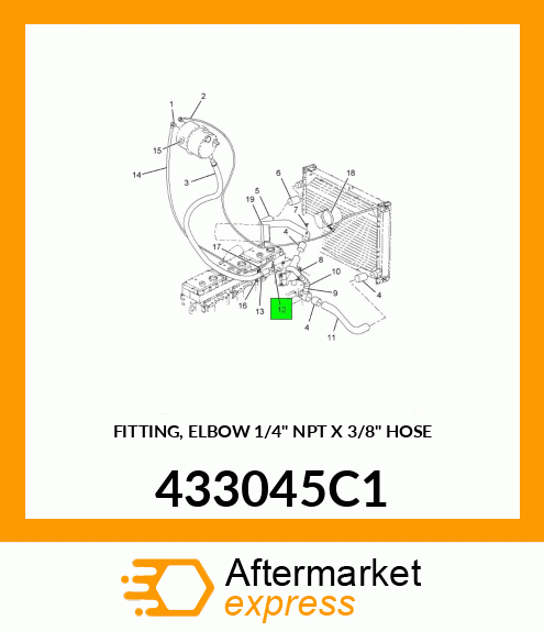 FITTING, ELBOW 1/4" NPT X 3/8" HOSE 433045C1