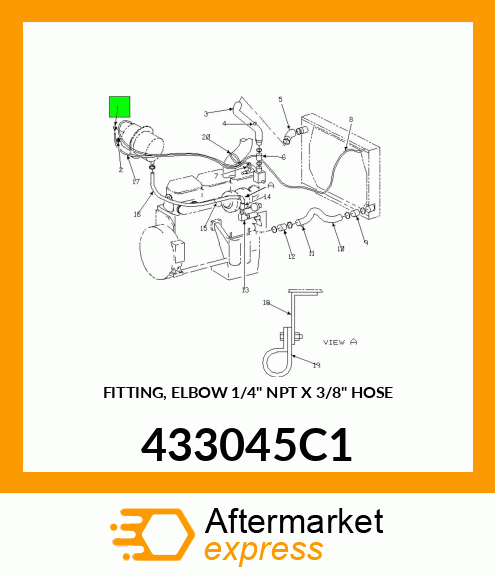 FITTING, ELBOW 1/4" NPT X 3/8" HOSE 433045C1
