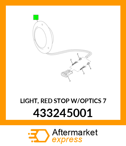 LIGHT, RED STOP W/OPTICS 7" 433245001