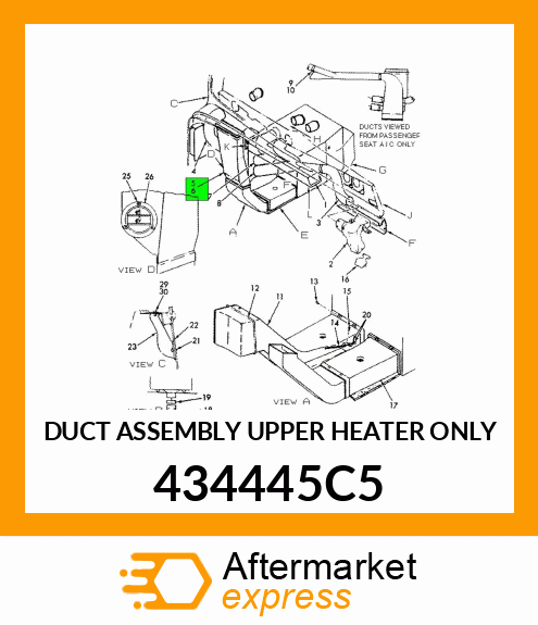 DUCT ASSEMBLY UPPER HEATER ONLY 434445C5