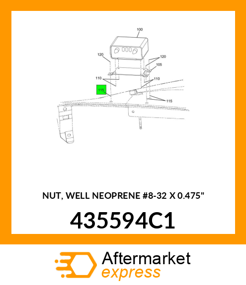 NUT, WELL NEOPRENE #8-32 X 0.475" 435594C1