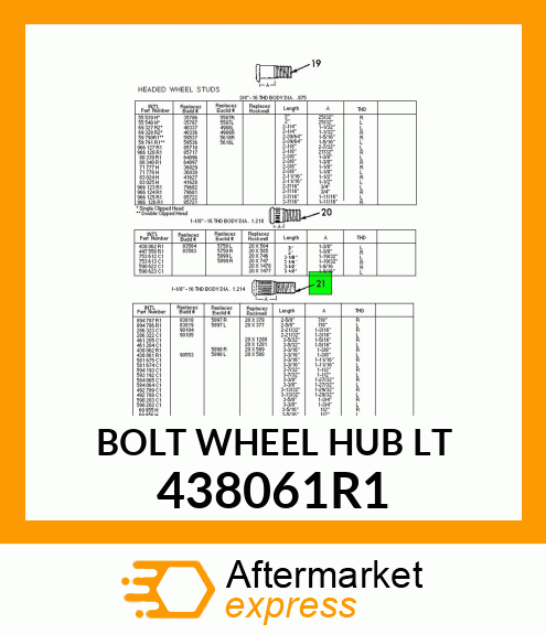 BOLT WHEEL HUB LT 438061R1