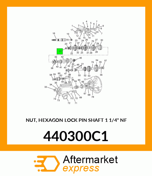 NUT, HEXAGON LOCK PIN SHAFT 1 1/4" NF 440300C1