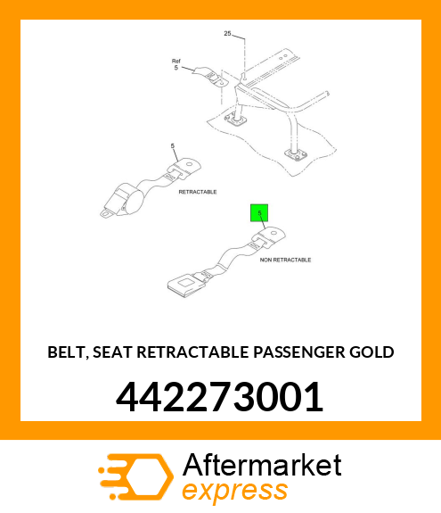 BELT, SEAT RETRACTABLE PASSENGER GOLD 442273001