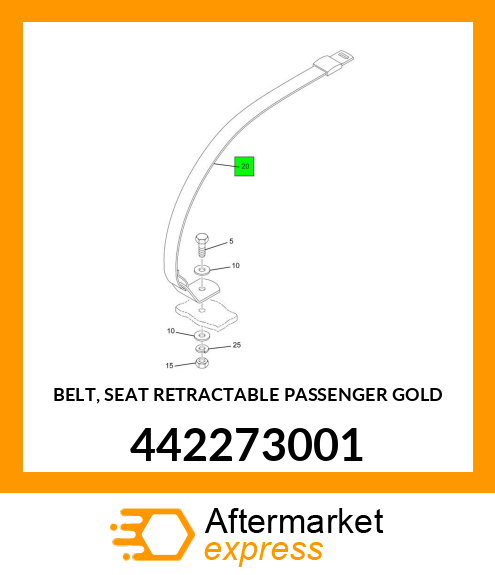 BELT, SEAT RETRACTABLE PASSENGER GOLD 442273001