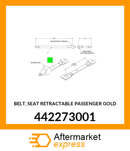 BELT, SEAT RETRACTABLE PASSENGER GOLD 442273001