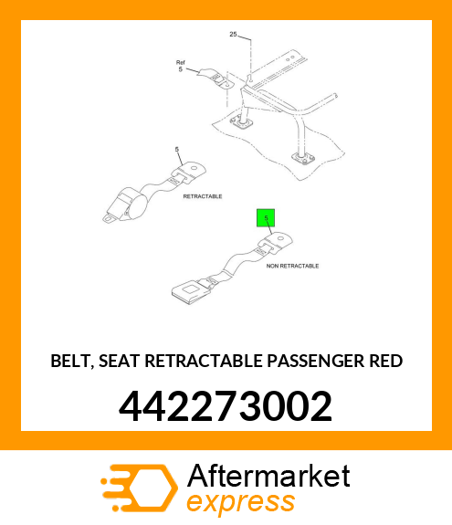 BELT, SEAT RETRACTABLE PASSENGER RED 442273002