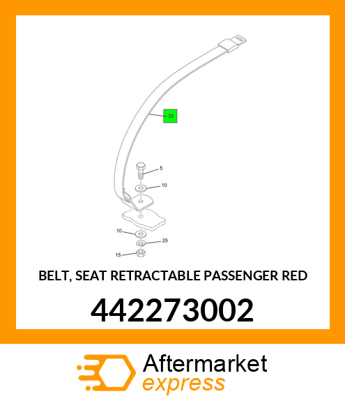 BELT, SEAT RETRACTABLE PASSENGER RED 442273002