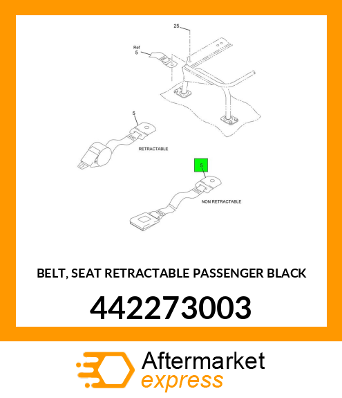 BELT, SEAT RETRACTABLE PASSENGER BLACK 442273003