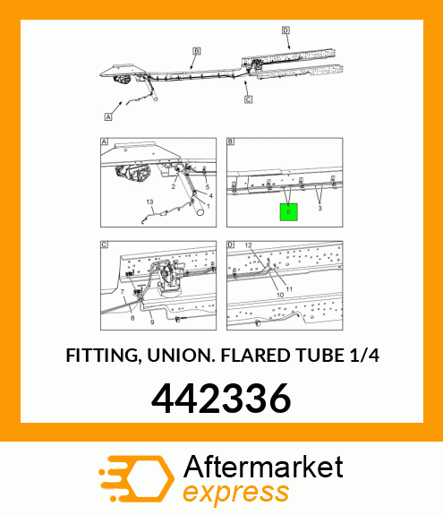 FITTING, UNION FLARED TUBE 1/4" 442336