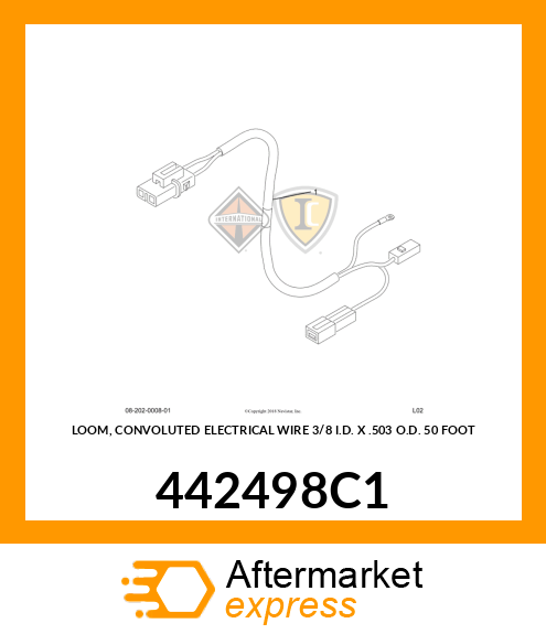 LOOM, CONVOLUTED ELECTRICAL WIRE 3/8" I.D. X .503" O.D. 50 FOOT 442498C1