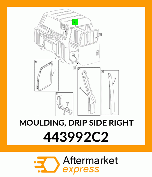 MOULDING, DRIP SIDE RIGHT 443992C2