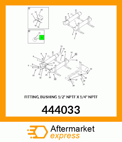 FITTING, BUSHING 1/2" NPTF X 1/4" NPTF 444033