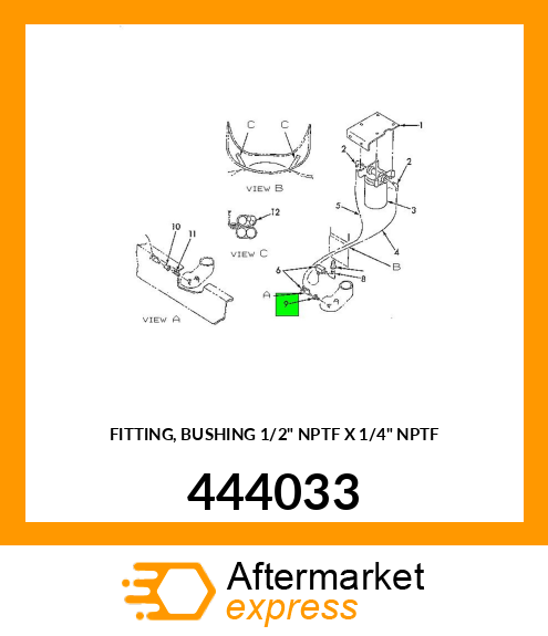 FITTING, BUSHING 1/2" NPTF X 1/4" NPTF 444033