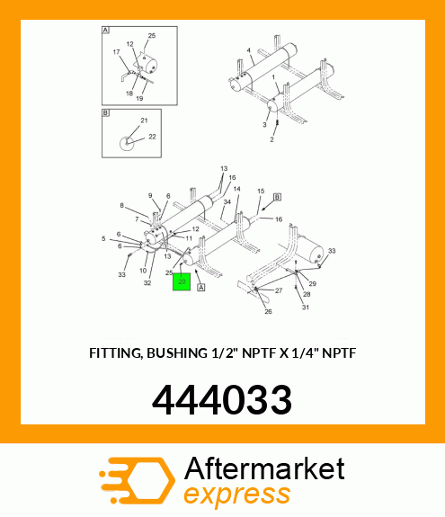 FITTING, BUSHING 1/2" NPTF X 1/4" NPTF 444033