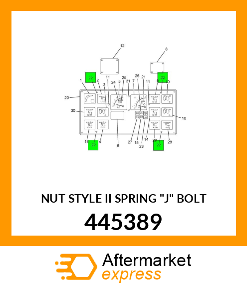 NUT STYLE II SPRING "J" BOLT 445389