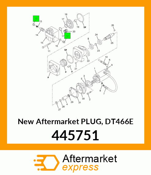 New Aftermarket PLUG, DT466E 445751