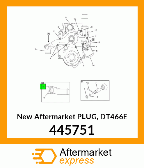 New Aftermarket PLUG, DT466E 445751