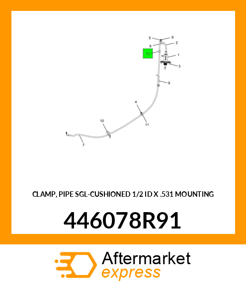 CLAMP, PIPE SGL-CUSHIONED 1/2 ID X .531 MOUNTING 446078R91