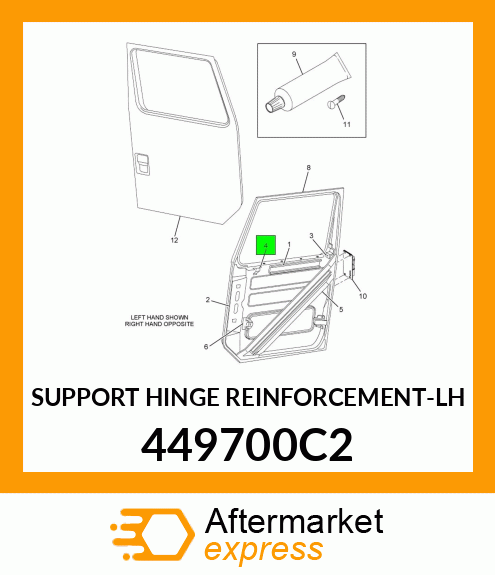 SUPPORT HINGE REINFORCEMENT-LH 449700C2